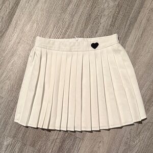 White Pleated Skirt with Heart Detail